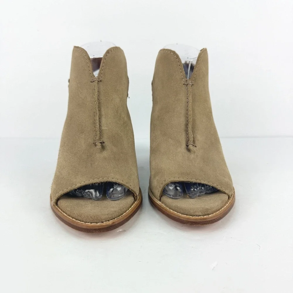 Frye Women 7.5 Courtney Ash Suede Slingback Peep Toe Heel Sandals Western Luxury